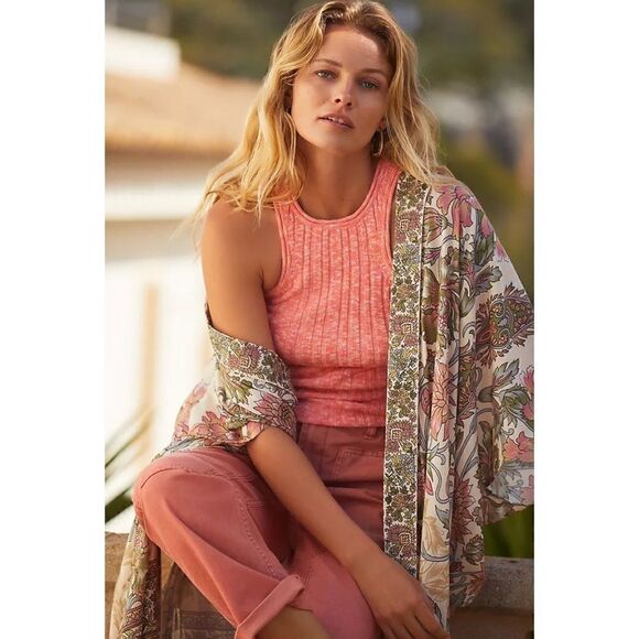 NWT ANTHROPOLOGIE Knit High-Neck Tank in Pink Rose Size Medium - Picture 1 of 13